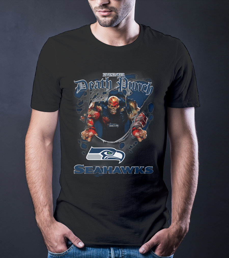 Five Finger Death Punch Seattle Seahawks Nfl Harley Davidson Motorcycle Biker T-Shirt