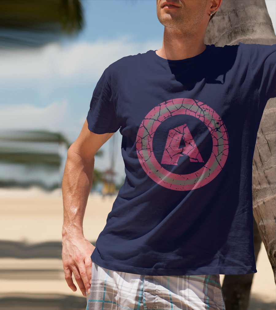 Cracked Pink And Grey Letter A With Circle T-Shirt