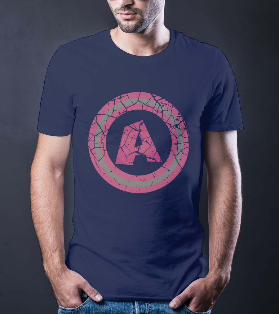 Cracked Pink And Grey Letter A With Circle T-Shirt