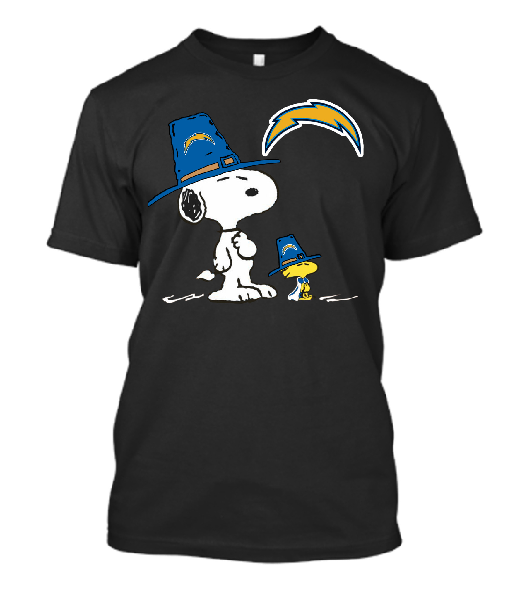 Los Angeles Chargers Snoopy And Woodstock In Blue Hats T-Shirt