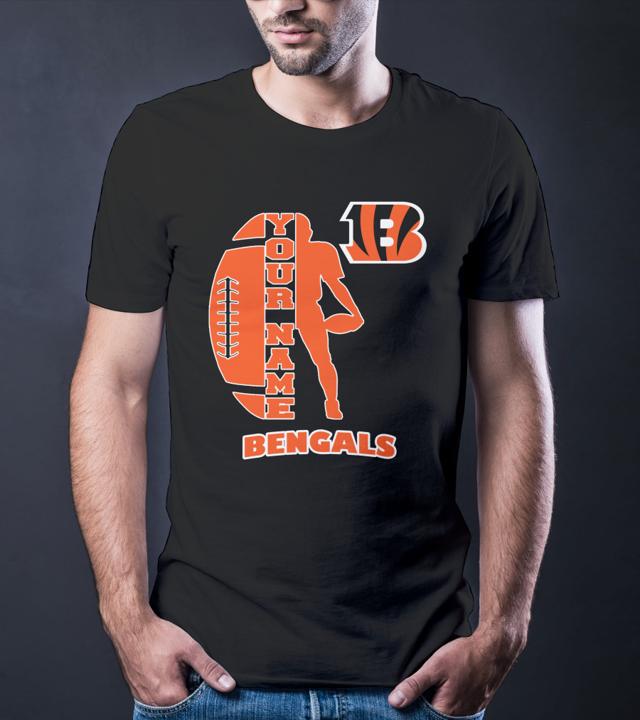Your Name Bengals Football Silhouette B T-Shirt