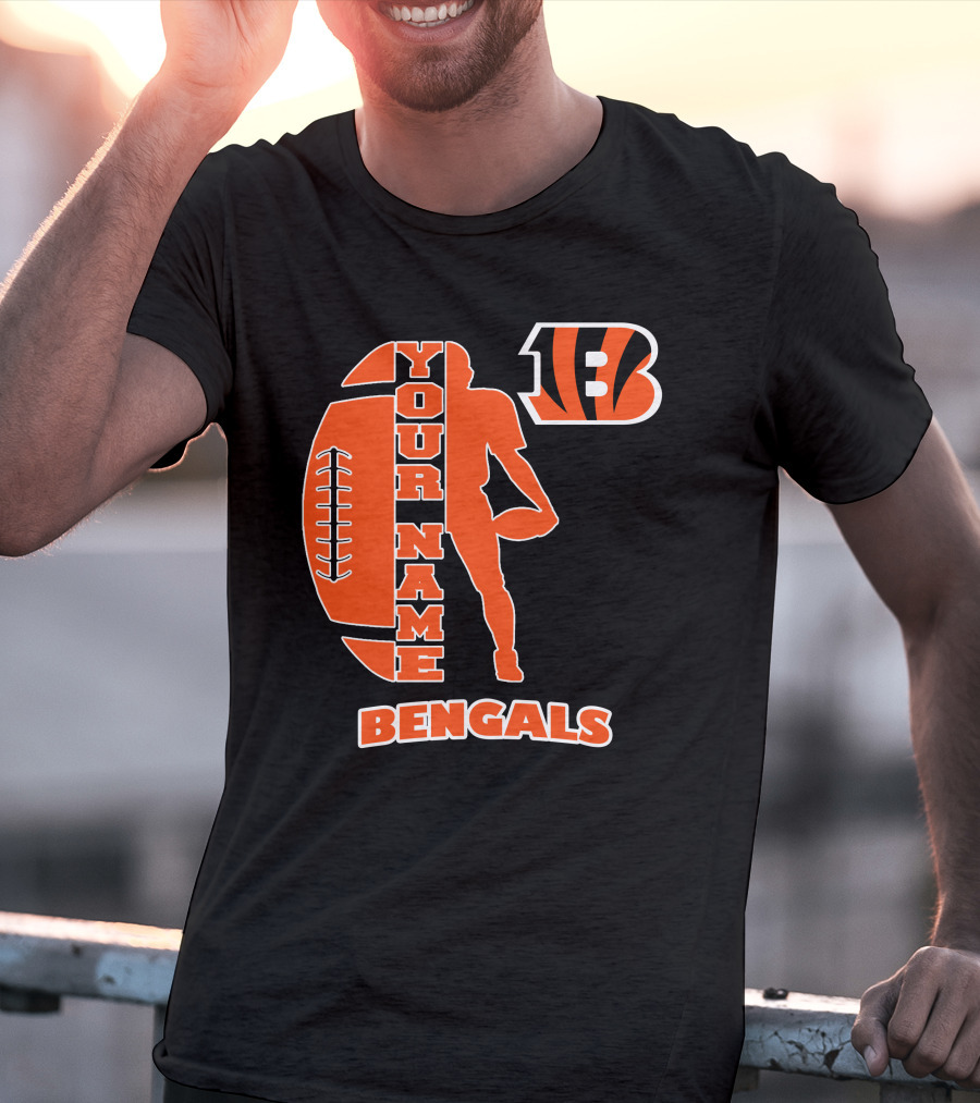 Your Name Bengals Football Silhouette B T-Shirt