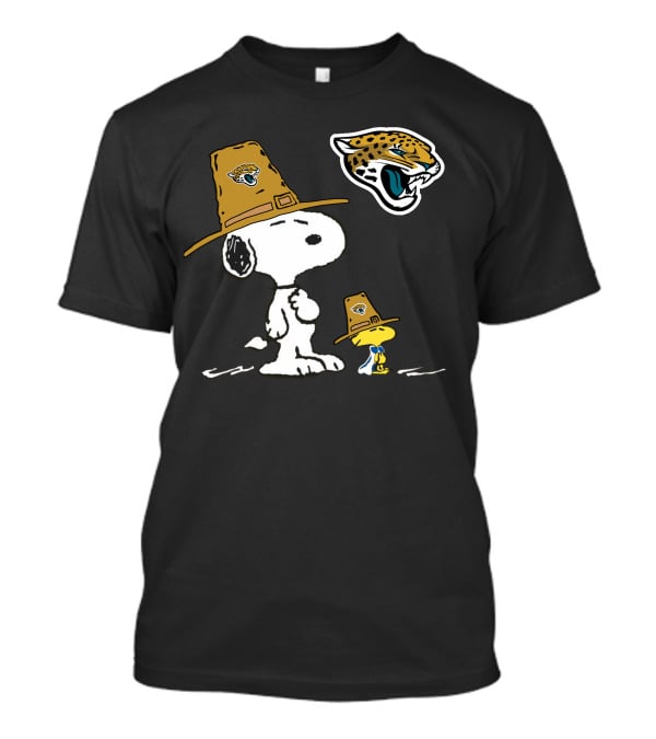 Jacksonville Jaguars Snoopy And Woodstock With Pilgrim Hats T-Shirt
