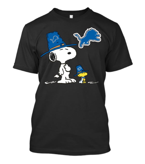 Detroit Lions Snoopy Woodstock Thanksgiving T-Shirt