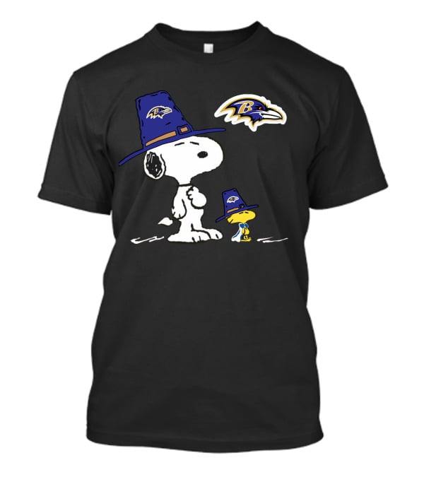 Baltimore Ravens Snoopy And Woodstock Thanksgiving Nfl T-Shirt