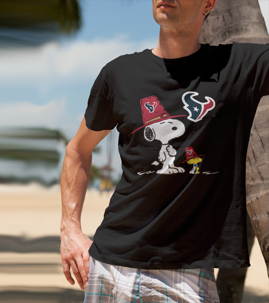 Houston Texans Snoopy And Woodstock Cowboy Hat T-Shirt