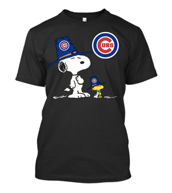 Chicago Cubs Snoopy Woodstock Pilgrim Hat T-Shirt