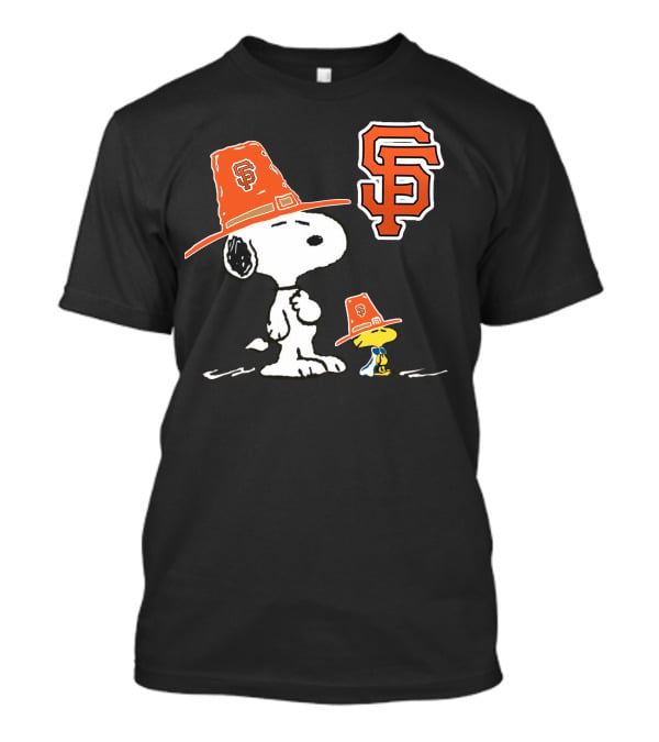 San Francisco Giants Snoopy Woodstock Thanksgiving Hat T-Shirt