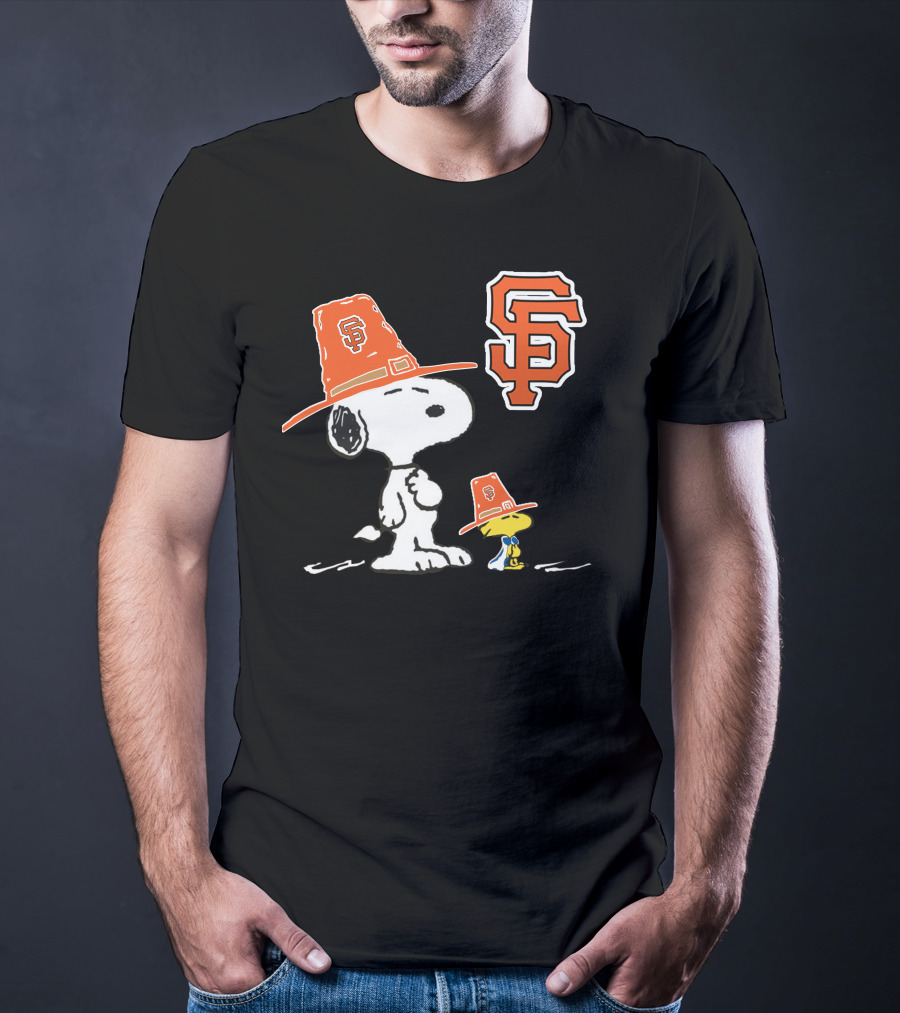 San Francisco Giants Snoopy Woodstock Thanksgiving Hat T-Shirt