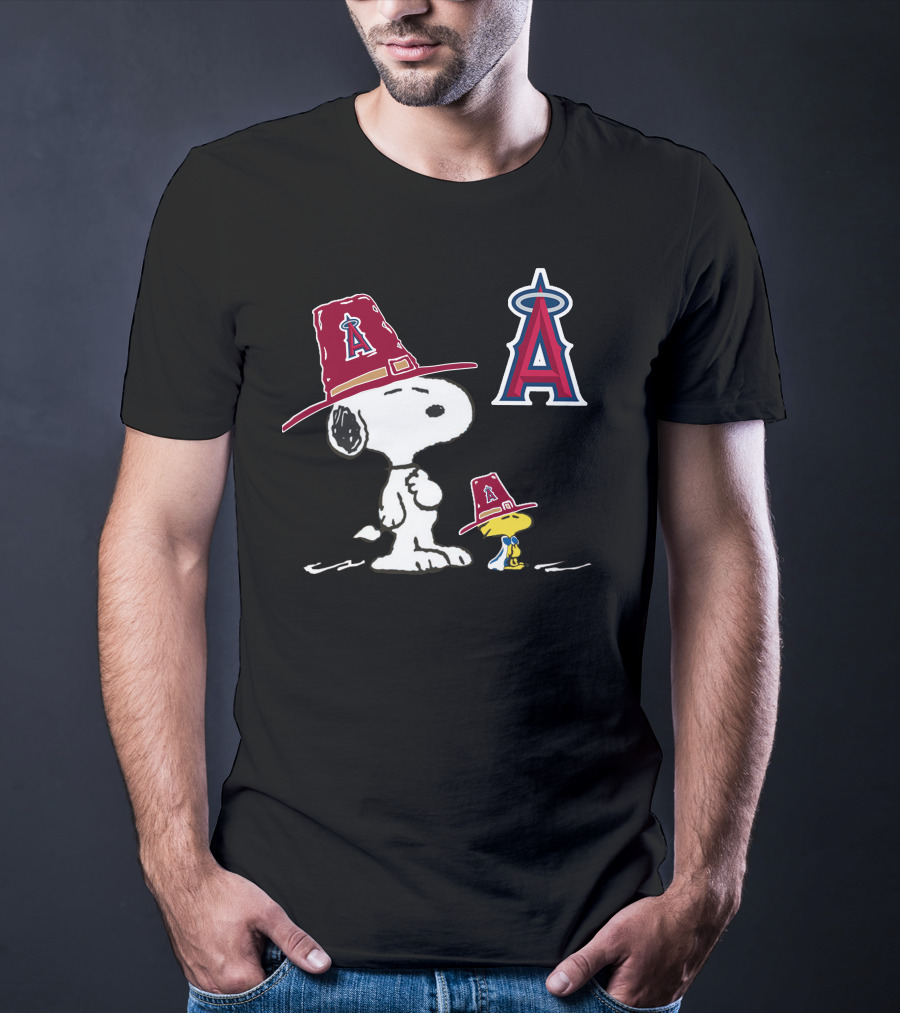 Los Angeles Angels Snoopy Woodstock Big Red Hat T-Shirt