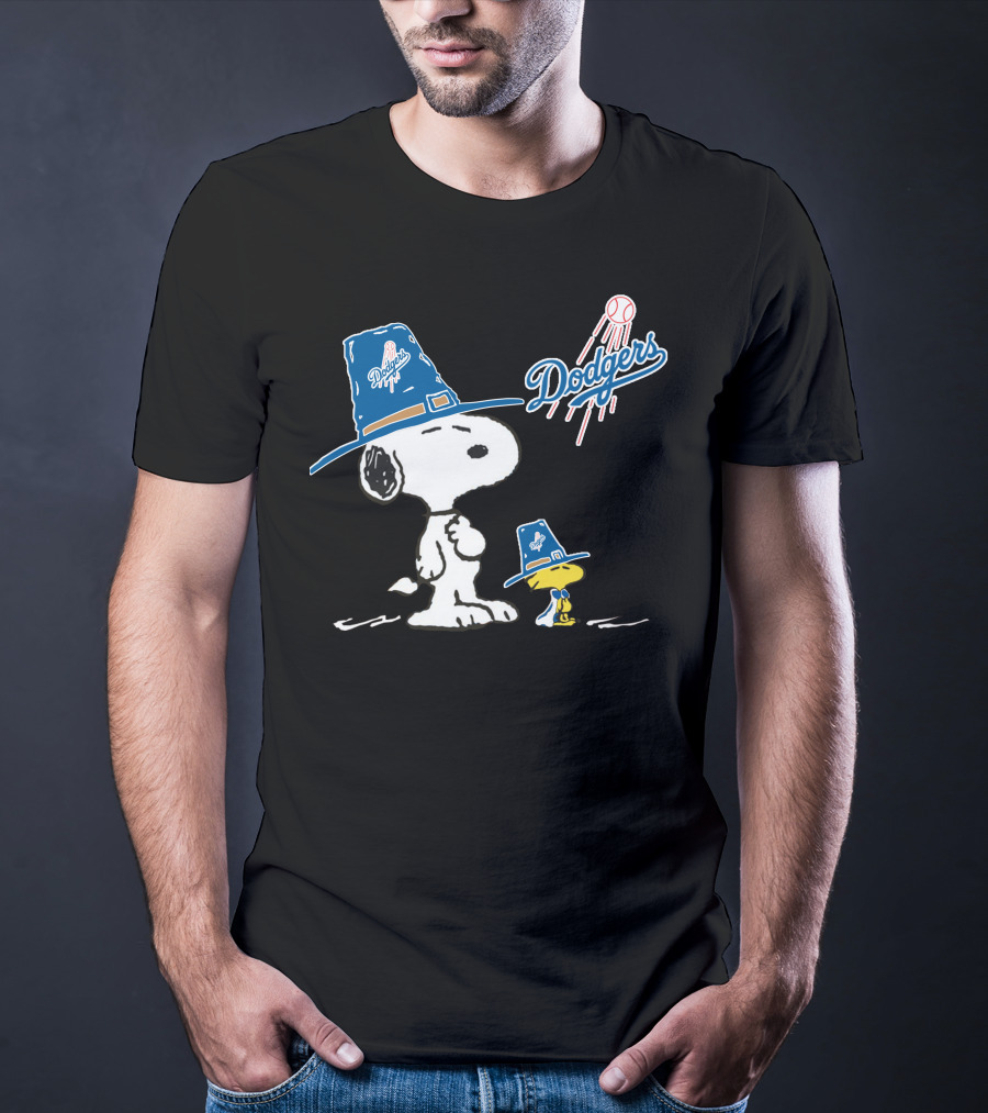 Los Angeles Dodgers Snoopy Woodstock Baseball Hat Peanuts T-Shirt