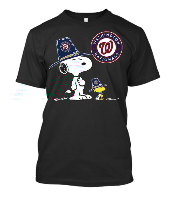 Washington Nationals Snoopy And Woodstock Pilgrim Hats T-Shirt