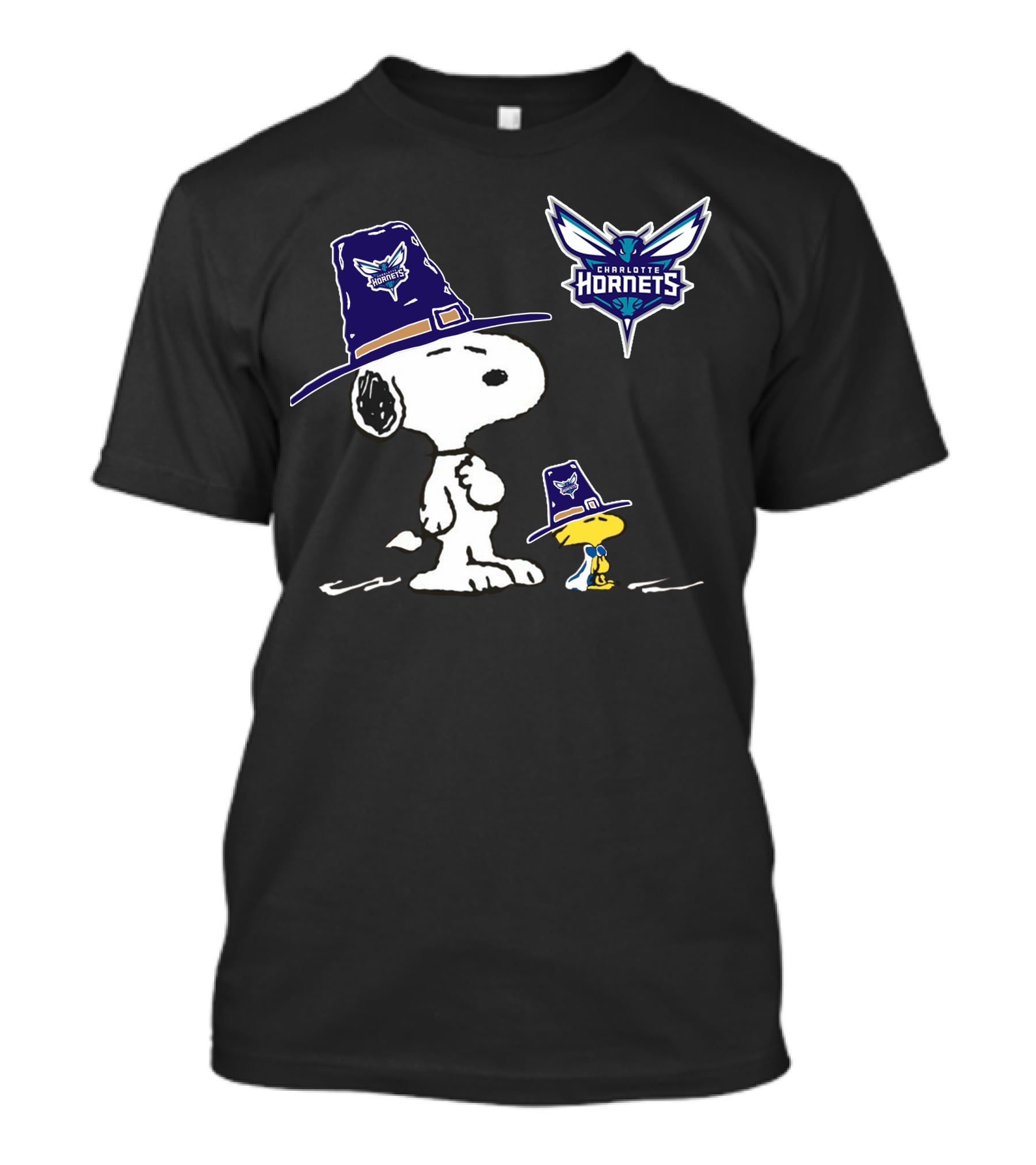 Charlotte Hornets Snoopy And Woodstock Thanksgiving Hat T-Shirt