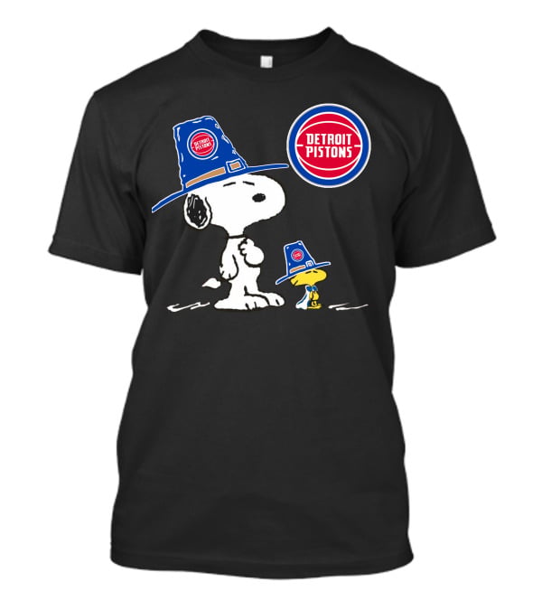 Detroit Pistons Snoopy And Woodstock With Basketball T-Shirt