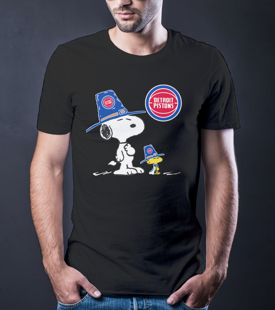 Detroit Pistons Snoopy And Woodstock With Basketball T-Shirt