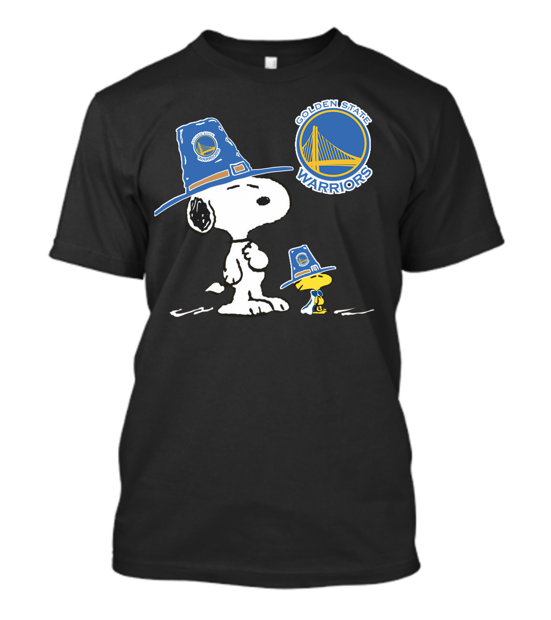 Golden State Warriors Snoopy And Woodstock In Pilgrim Hats T-Shirt