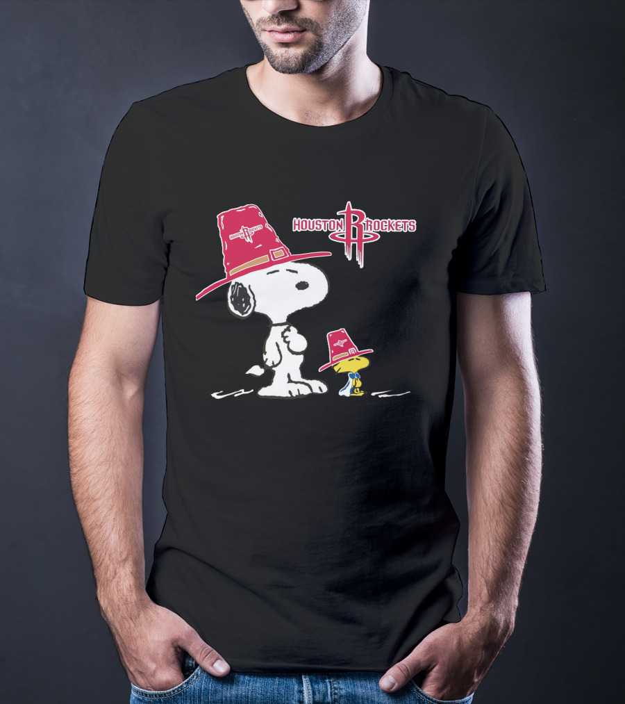 Houston Rockets Snoopy Woodstock Cowboy Hat T-Shirt