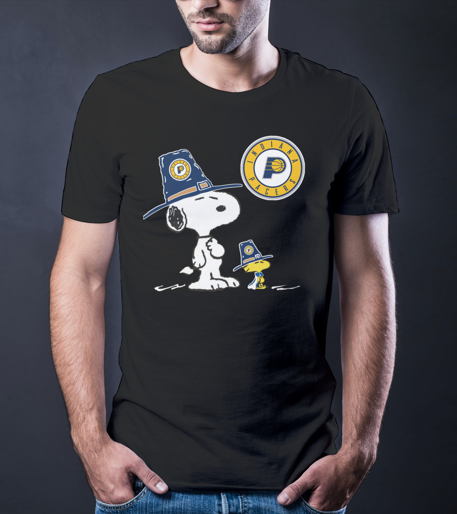 Indiana Pacers Snoopy And Woodstock In Team Hats T-Shirt