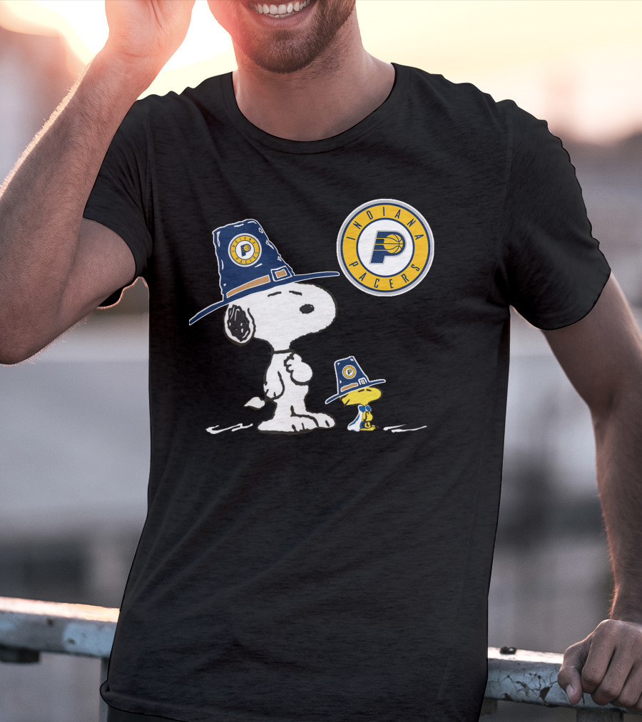 Indiana Pacers Snoopy And Woodstock In Team Hats T-Shirt