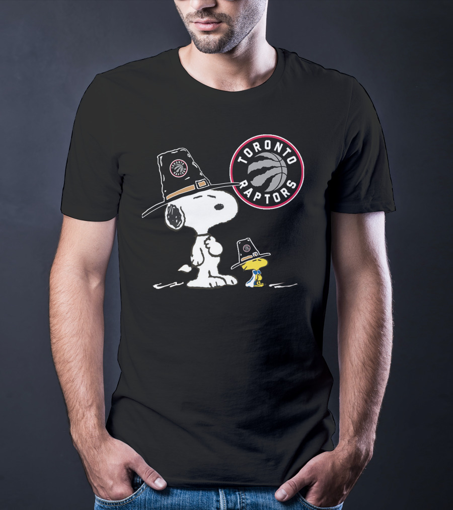 Toronto Raptors Snoopy Woodstock Pilgrim Hats Peanuts Basketball T-Shirt