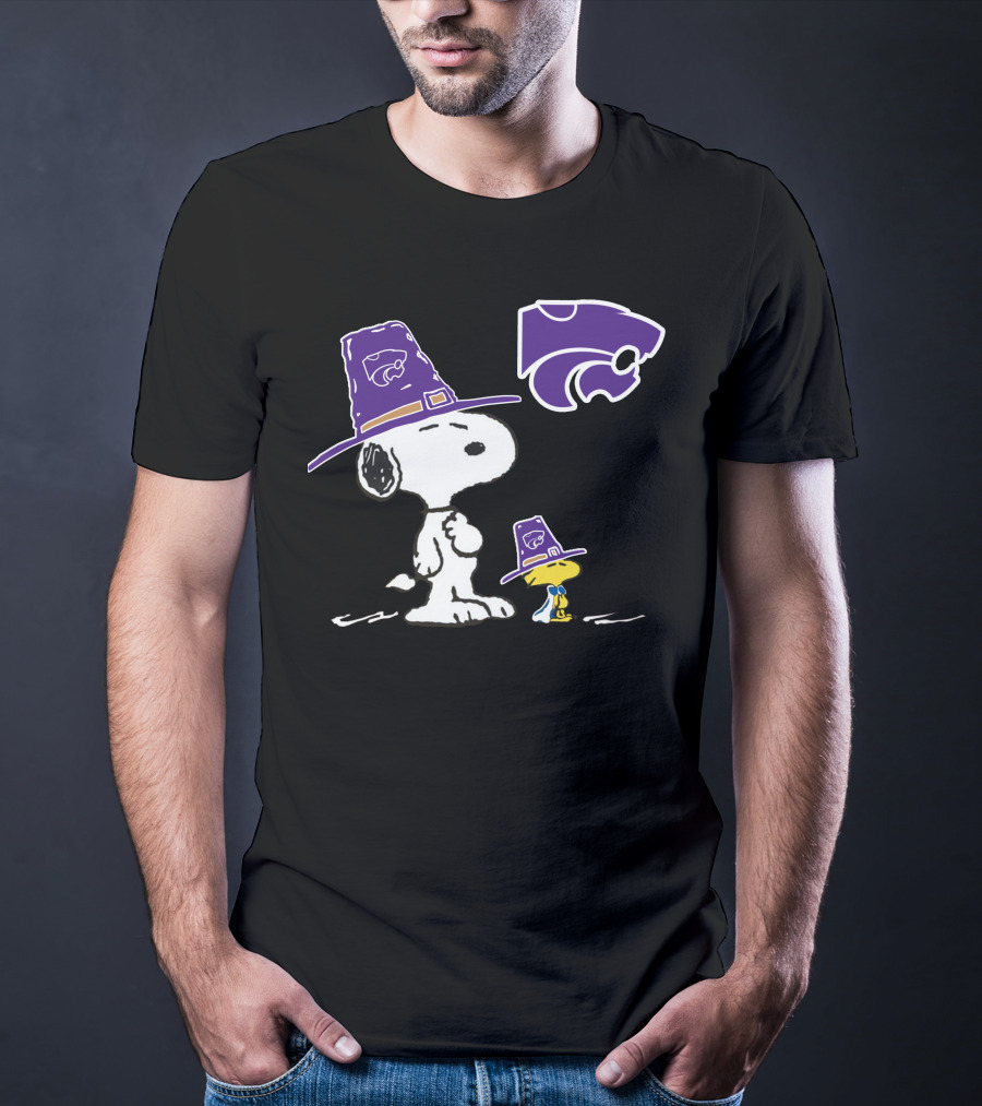 Kansas State Wildcats Snoopy And Woodstock Pilgrim Hats T-Shirt