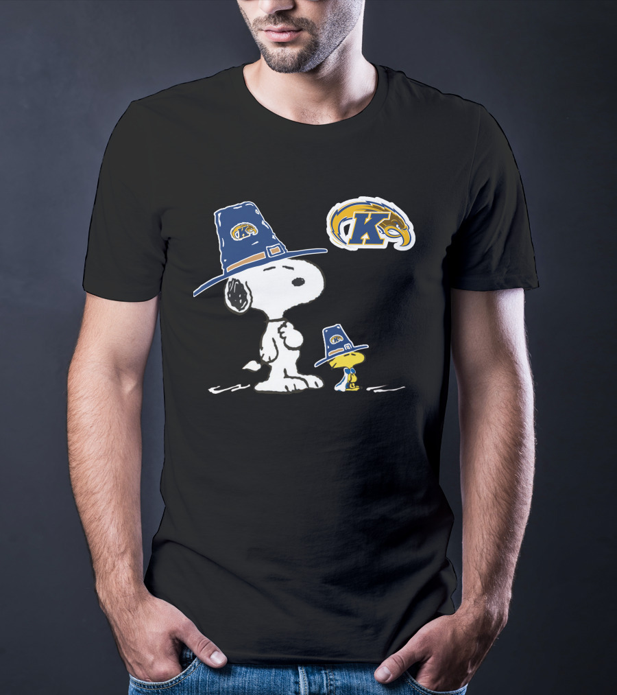 Kent State Golden Flashes Snoopy And Woodstock Pilgrim Hats T-Shirt