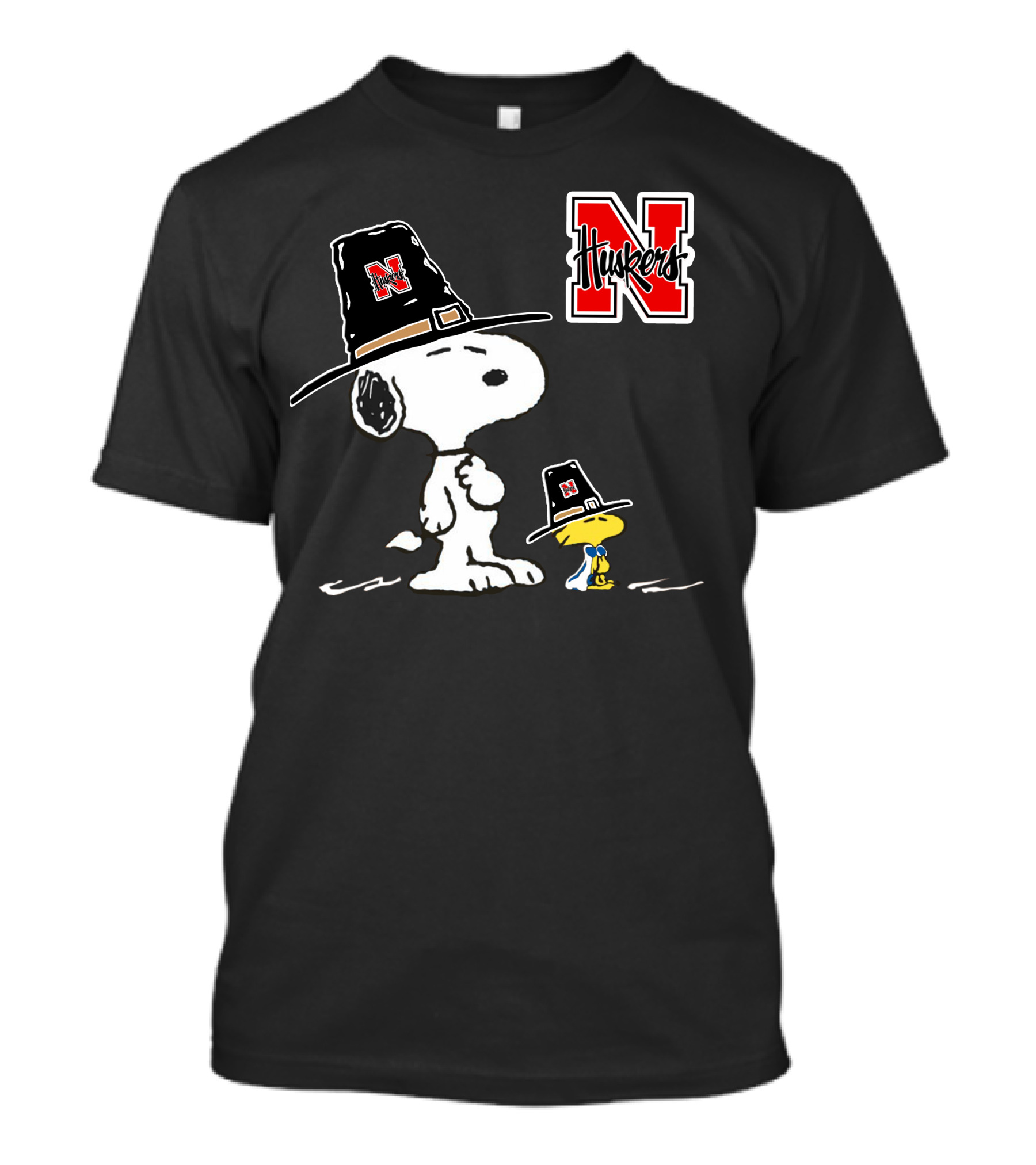 Nebraska Huskers Snoopy Woodstock Pilgrim Hat T-Shirt