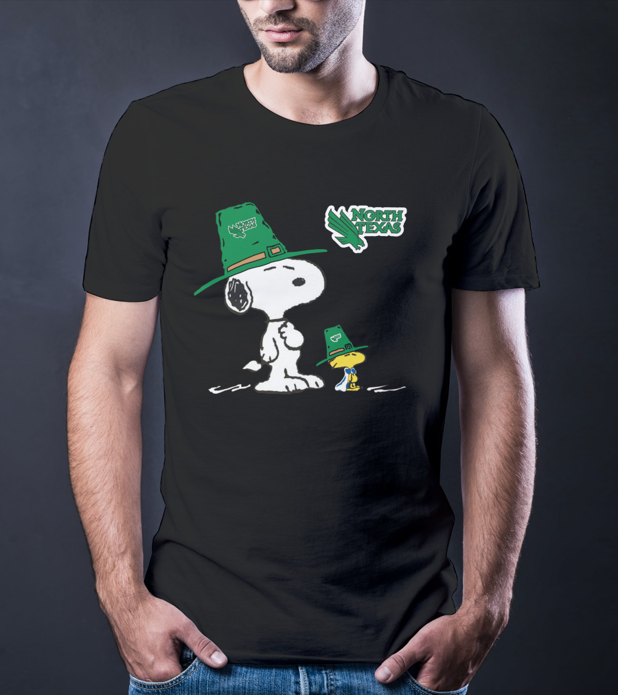 North Texas Mean Green Peanuts Snoopy And Woodstock In Irish Hats T-Shirt