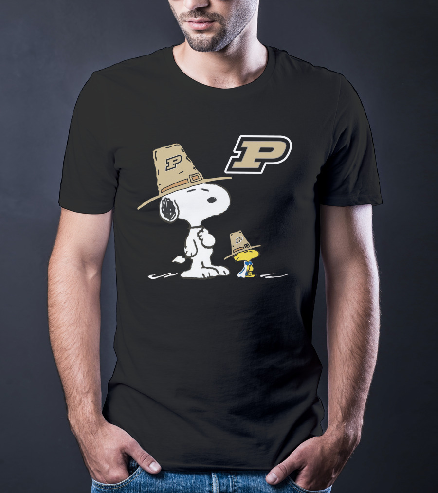Purdue Boilermakers Snoopy Woodstock P Hat T-Shirt