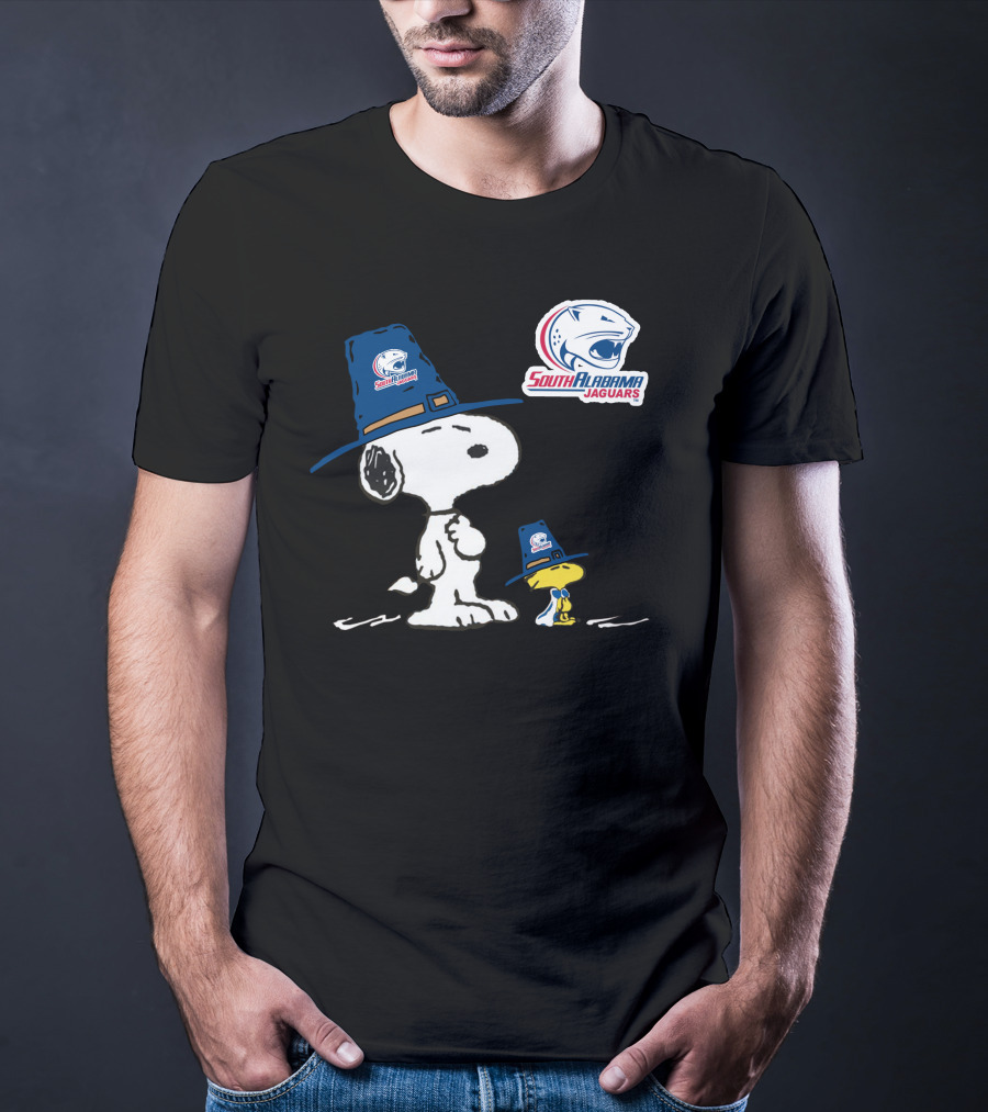 South Alabama Jaguars Snoopy And Woodstock Thanksgiving Hats T-Shirt