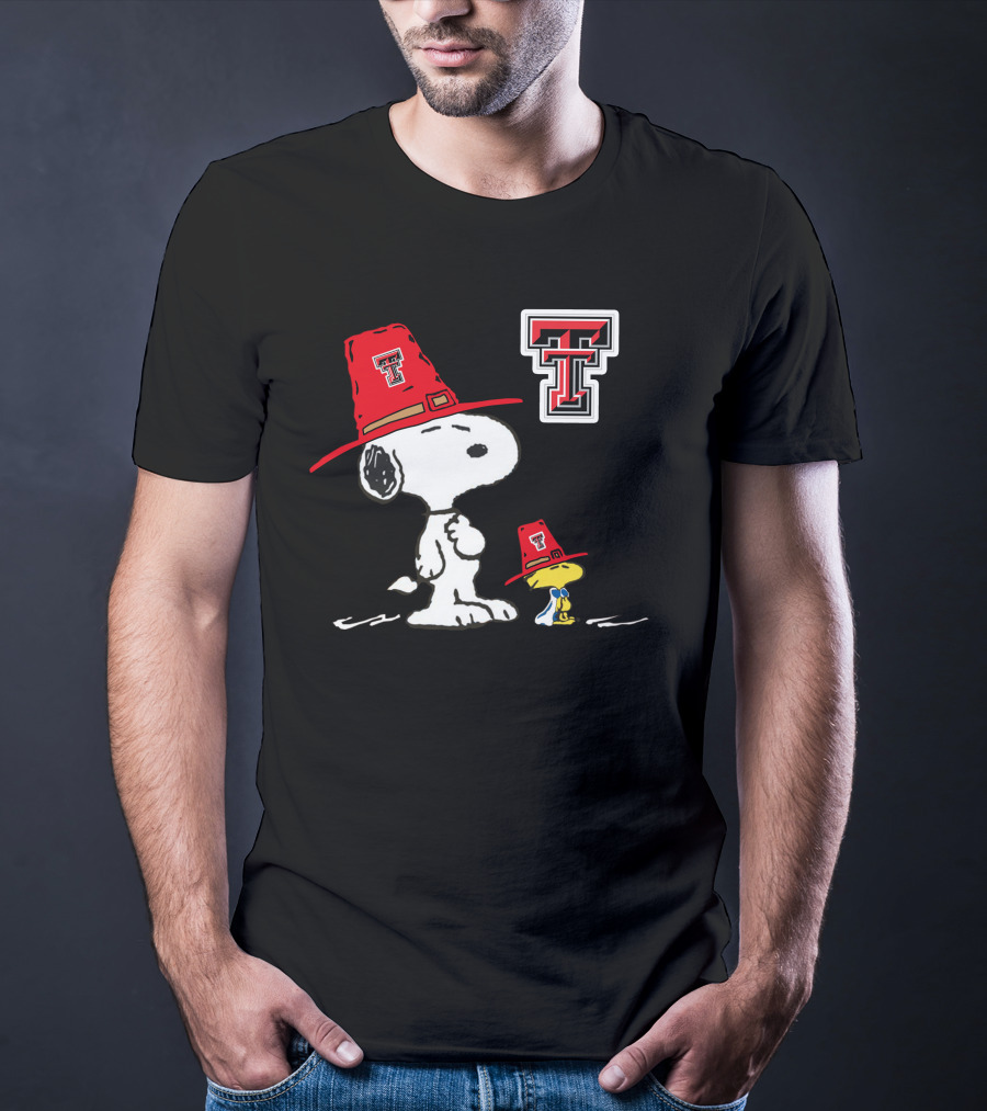 Texas Tech Red Raiders Snoopy Woodstock TTU Hat T-Shirt