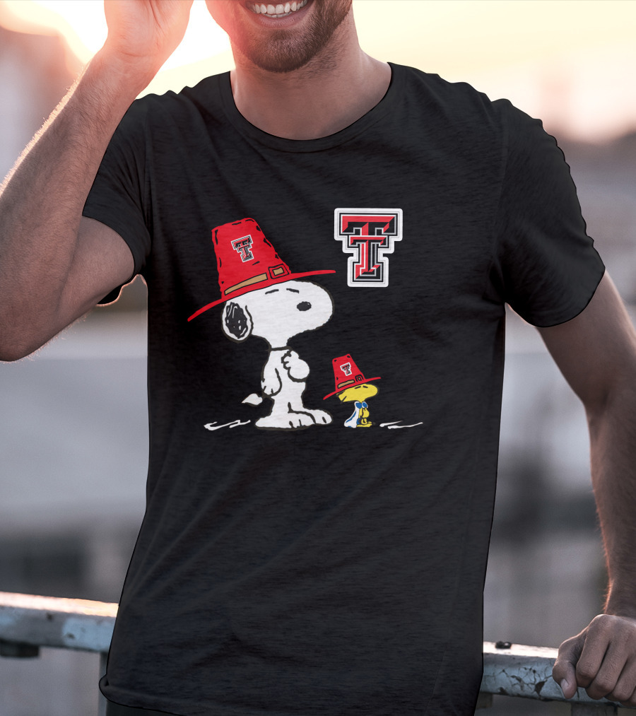Texas Tech Red Raiders Snoopy Woodstock TTU Hat T-Shirt
