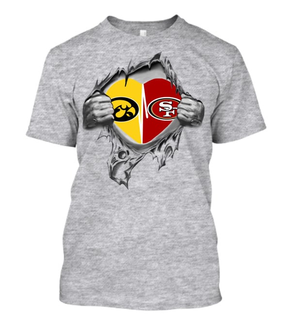 Iowa Hawkeyes Vs 49ers Heart Logo Mashup T-Shirt