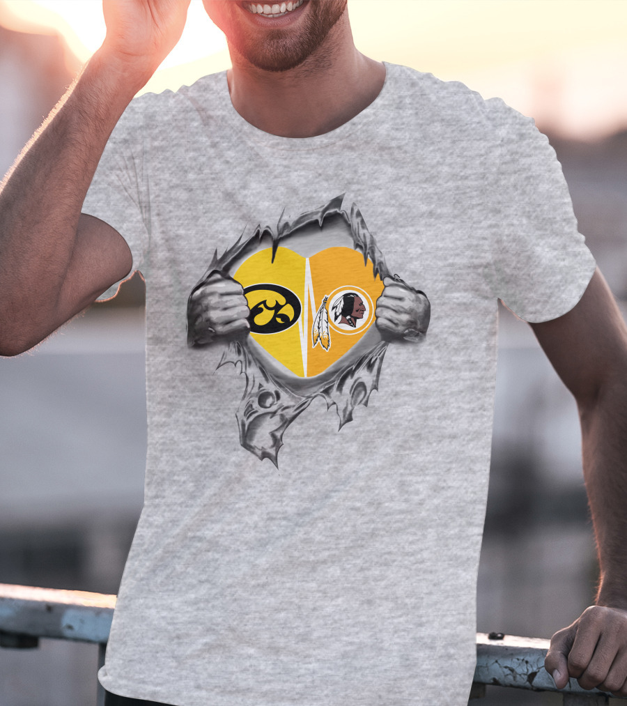 Iowa Hawkeyes Redskins Heart Tear Logo Battle T-Shirt