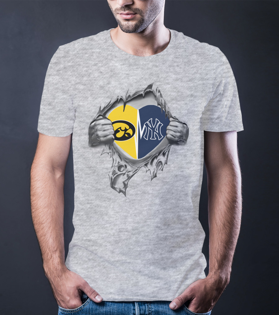 Iowa Hawkeyes Yankees Split Heart T-Shirt