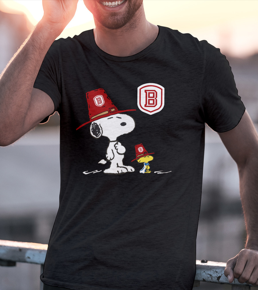 Bradley University Snoopy Woodstock With Red Hats T-Shirt