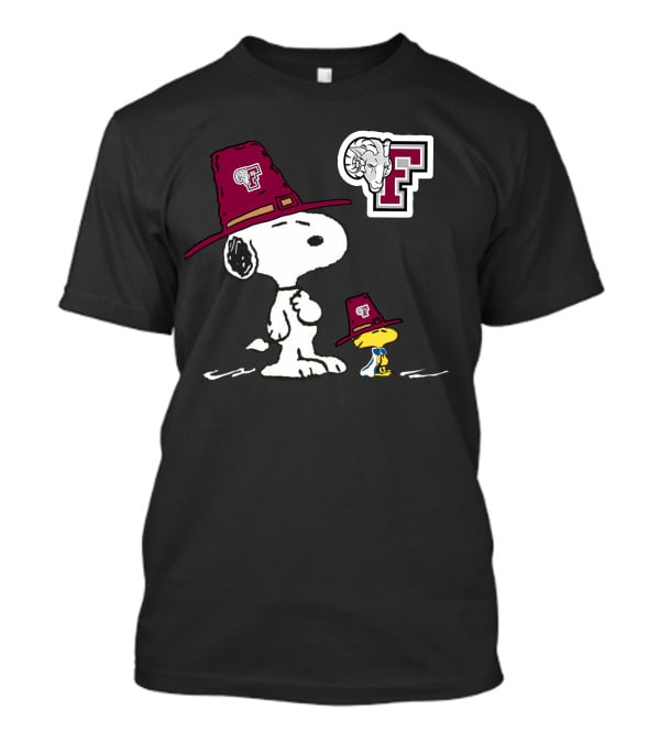 Fordham Snoopy Woodstock Maroon Hats Ram T-Shirt