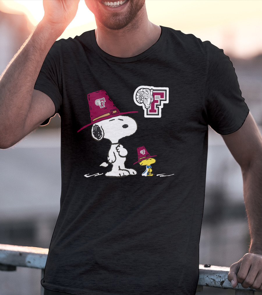 Fordham Snoopy Woodstock Maroon Hats Ram T-Shirt