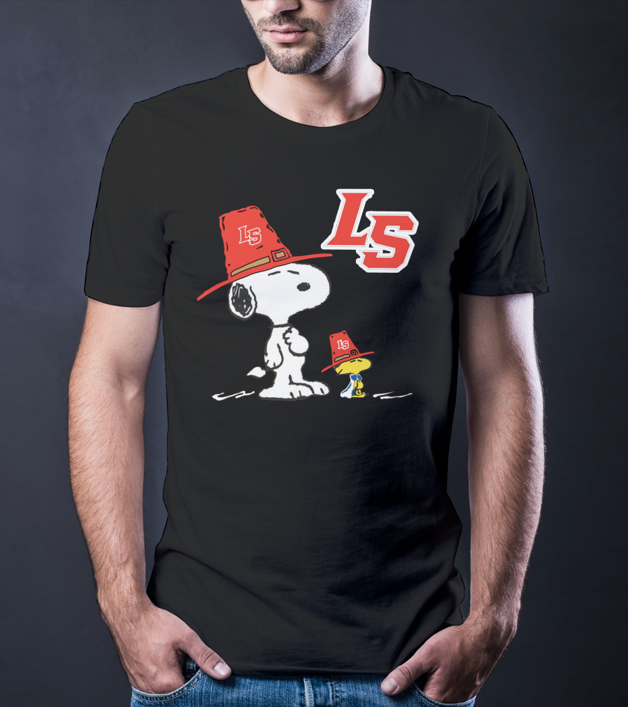 LS La Salle Snoopy And Woodstock With Red Hats T-Shirt