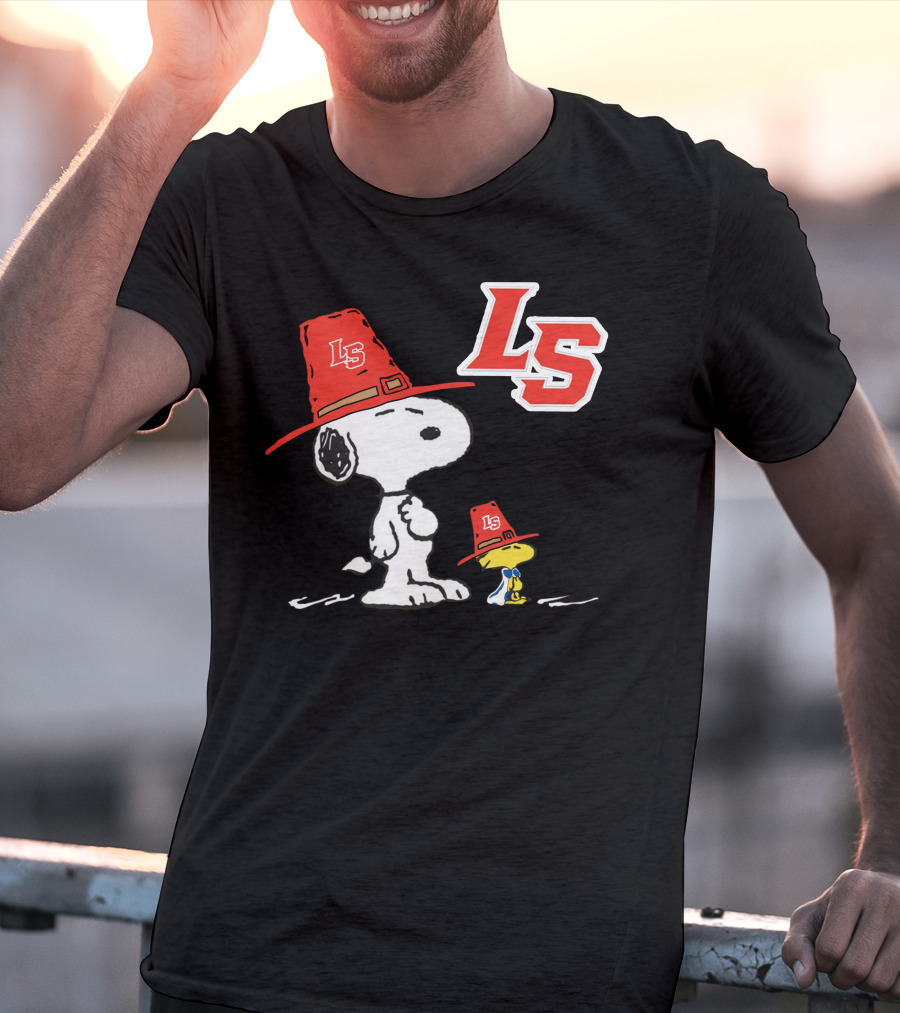 LS La Salle Snoopy And Woodstock With Red Hats T-Shirt