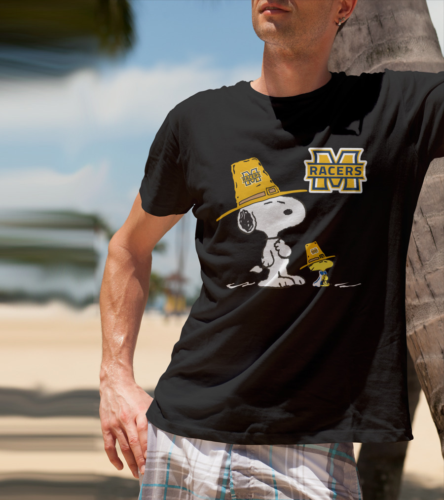 Murray State Racers Snoopy And Woodstock Pilgrim Hats T-Shirt