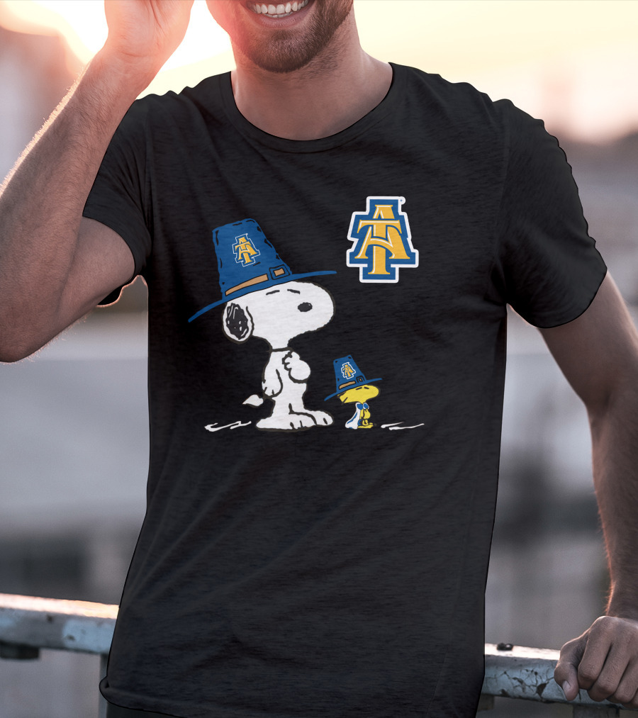 NC A&T Snoopy Woodstock Pilgrim Hat T-Shirt