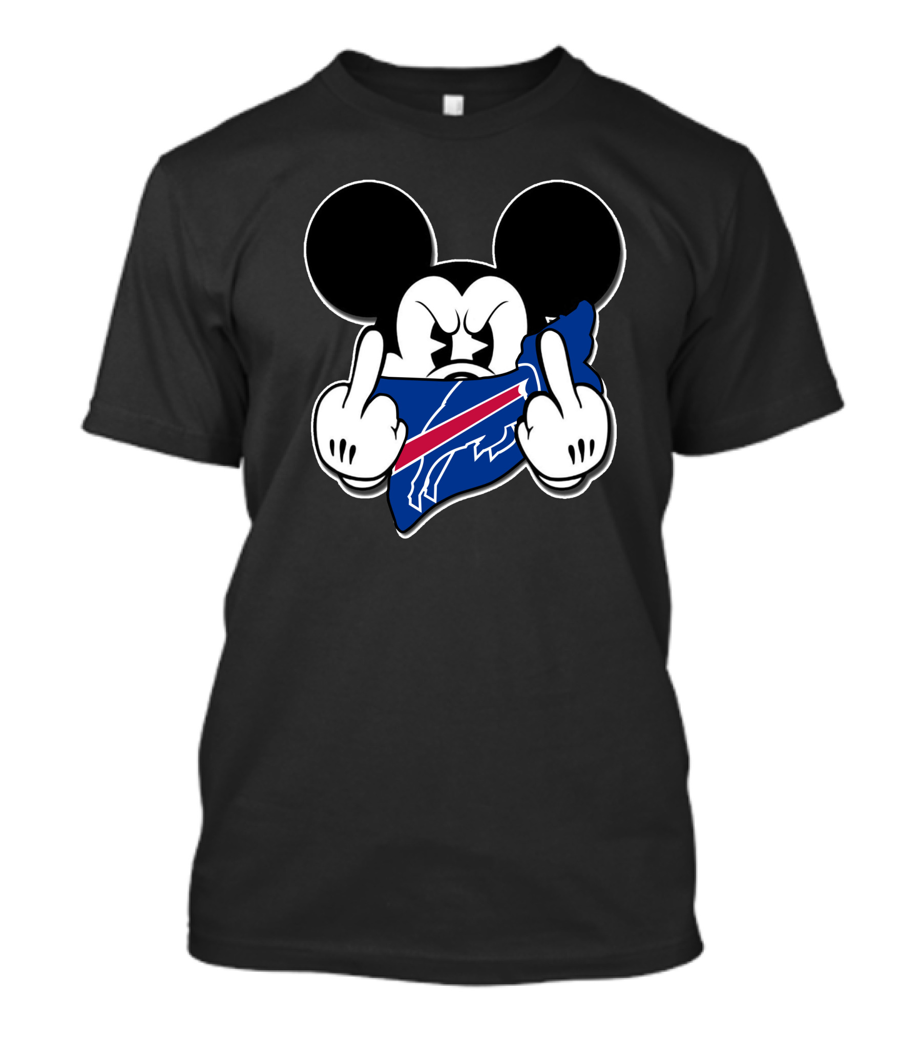 Mickey Mouse Middle Finger Gesture Buffalo Bills T-Shirt