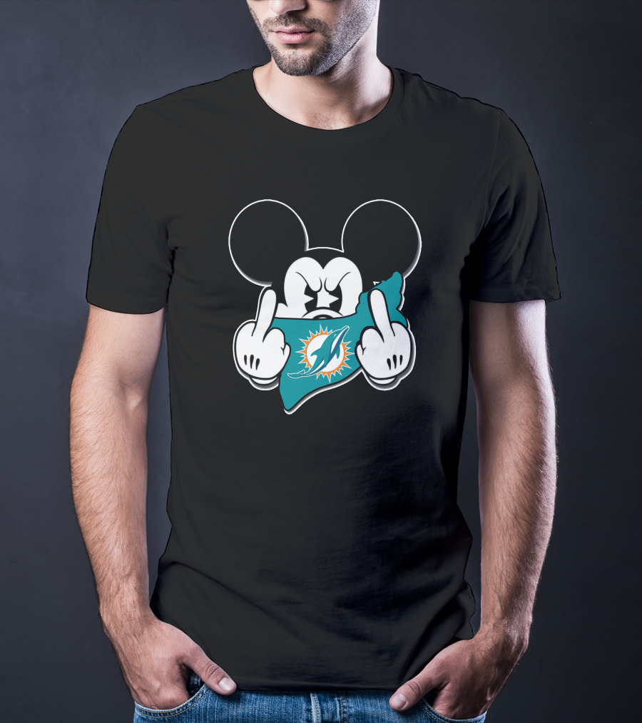 Mickey Mouse Miami Dolphins Logo Gesture T-Shirt