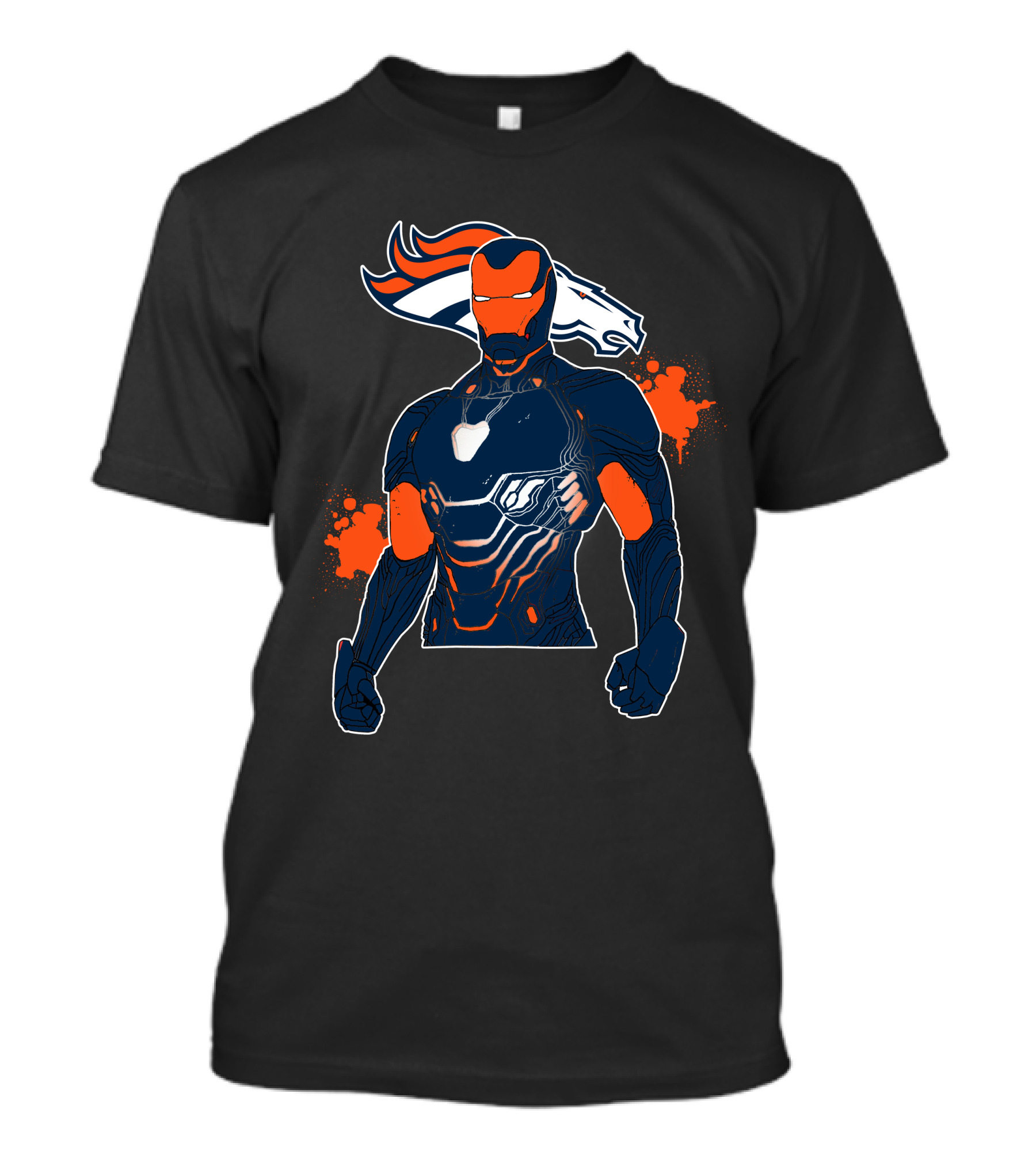 Iron Man Denver Broncos Crossover Marvel Nfl Fan T-Shirt