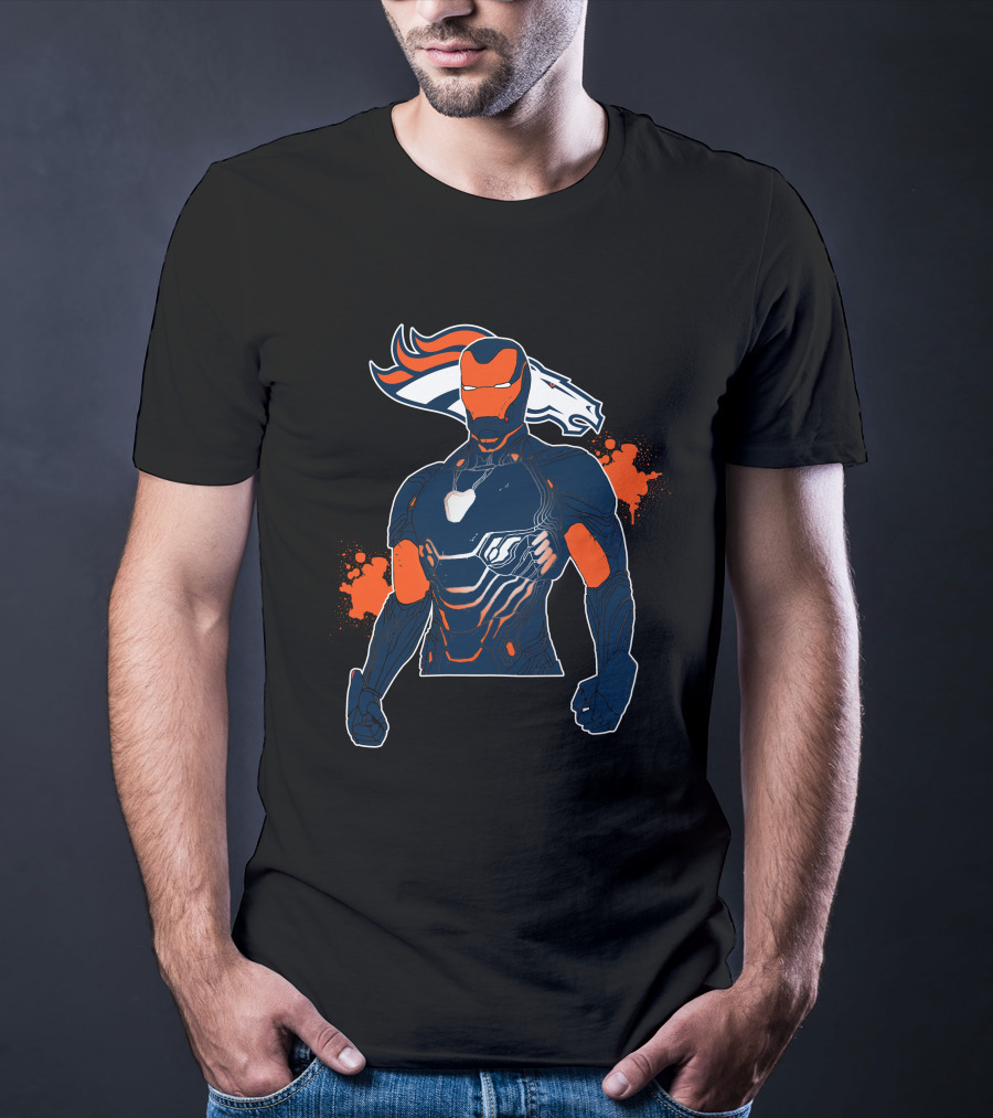 Iron Man Denver Broncos Crossover Marvel Nfl Fan T-Shirt