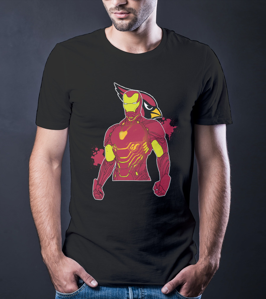 Iron Man Marvel Superhero Meets Arizona Cardinals Nfl Crossover T-Shirt
