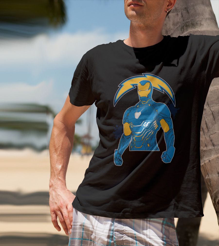 Iron Man Chargers Superhero Fusion T-Shirt