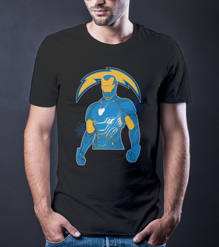 Iron Man Chargers Superhero Fusion T-Shirt