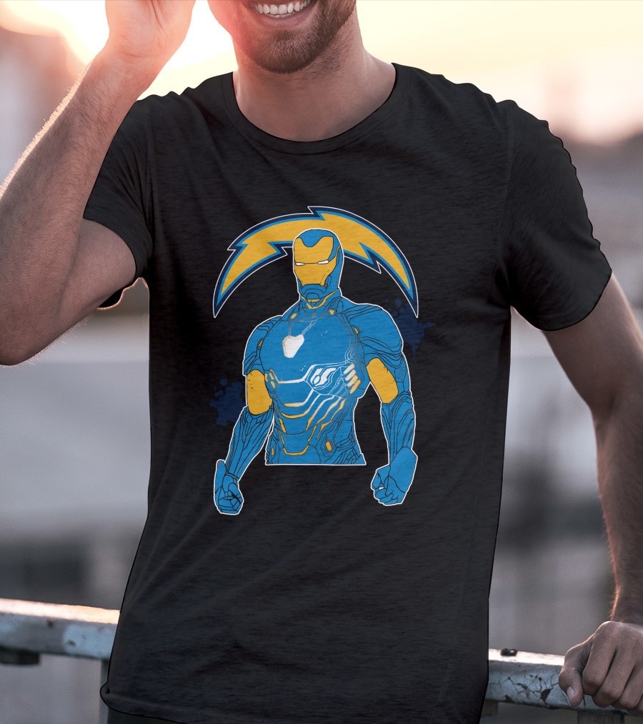 Iron Man Chargers Superhero Fusion T-Shirt